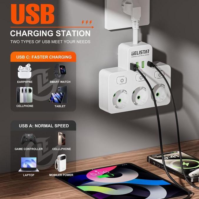 COLOKAN LISTRIK 3 LUBANG STOP KONTAK USB STOP KONTAK TRAVELING UNIVERSAL COLOKAN LISTRIK 3 LUBANG HO