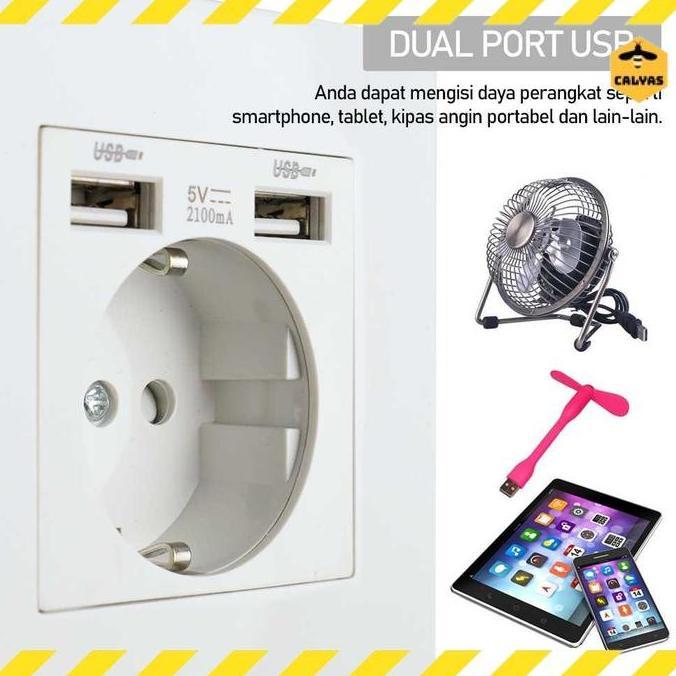STOP KONTAK EU COLOKAN LISTRIK DINDING DAN 2 PORT USB READY STOCK