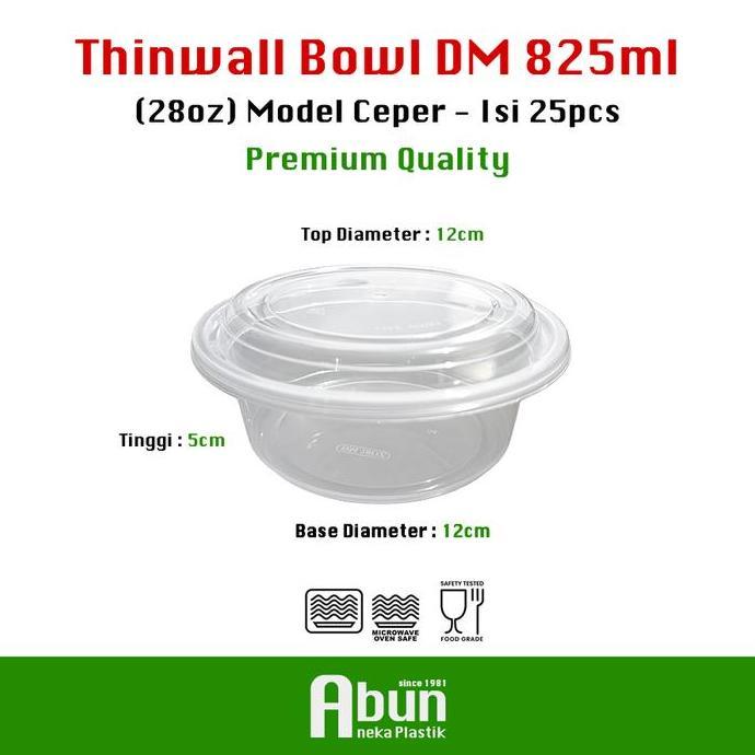 TERLARIS THINWALL BOWL CEPER 28OZ (825ML) DM ISI 25PCS
