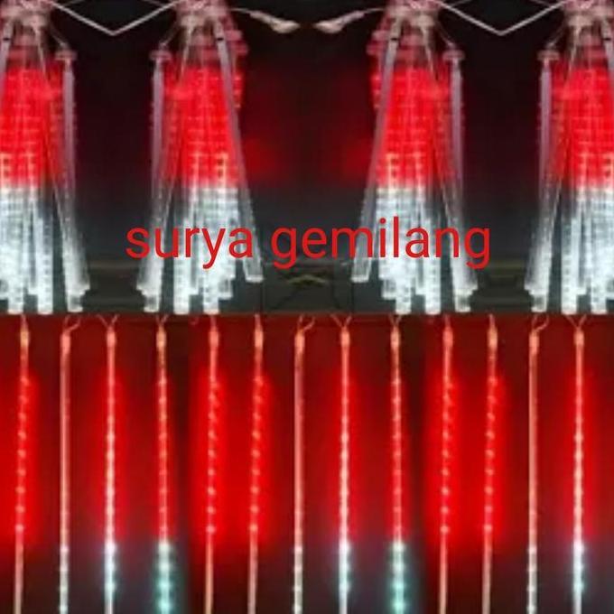 lampu meteor merah putih. lampu pohon meteor jatuh merah putih. lampu pohon kemerdekaan. lampu led m