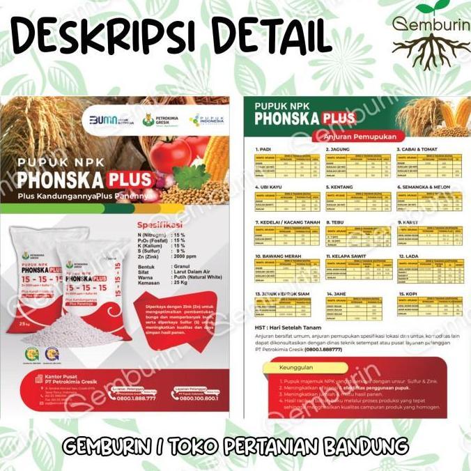 [EKSPEDISI] Pupuk NPK Phonska Plus 15 15 15 Karung 25Kg Merah Granul Putih Petrokimia Gresik Origina