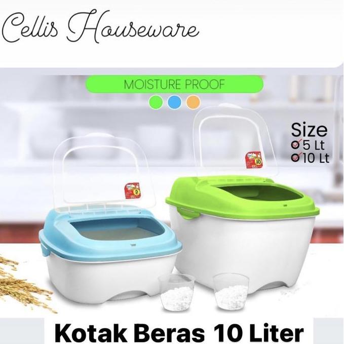 KRISWO Fortuna Kotak Beras 10 liter + Gelas Takar (kapasitas Max 12 liter)