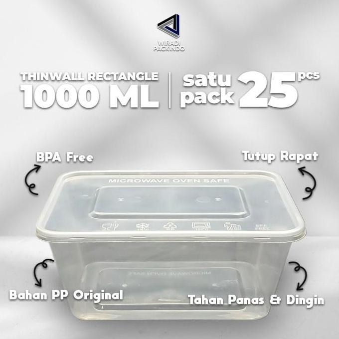 Kotak Nasi 1000ml - Thinwall Persegi Panjang 1000 ml GROSIR