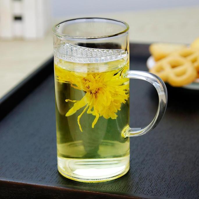 WASTU Gelas Cangkir  Minuman Teh Dengan Saringan Kaca Tahan Panas Api Infuser Mug