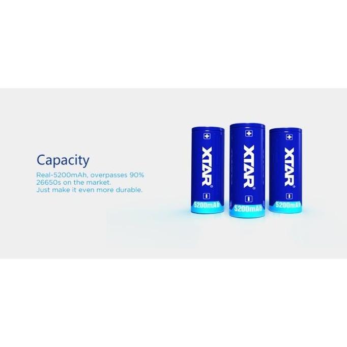 Xtar 26650 Baterai Li-ion 5200mAh 3.6V Flat Top Battery