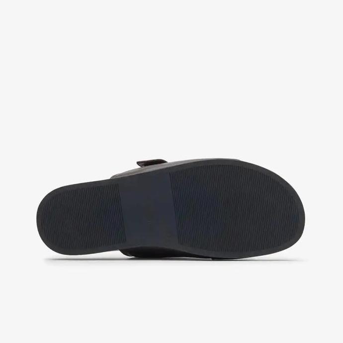 Ready ROCKPORT Darron Buckle Slide Original Sandal Pria Leather - Dark Brown