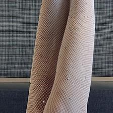 Sexy Peach Stocking Lingerie / Stocking Wanita Mengkilap Dengan Berlian Hitam Jaring / Stocking03