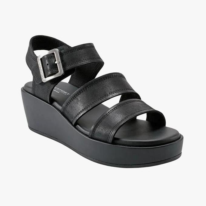 Ready ROCKPORT ANALA Original Sepatu Sandal Wanita Leather - Black