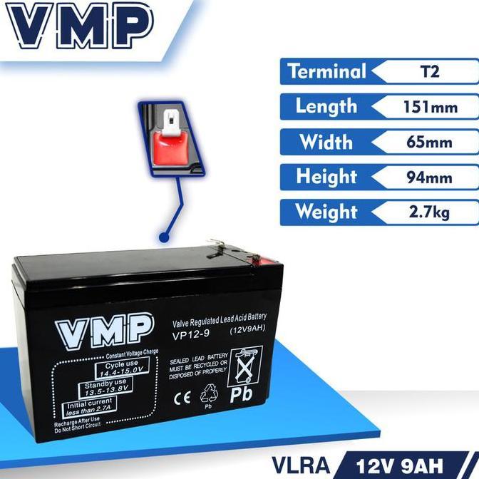Aki UPS VMP 12V 9AH 10AH Baterai UPS Aki Kering Batere Battery VRLA