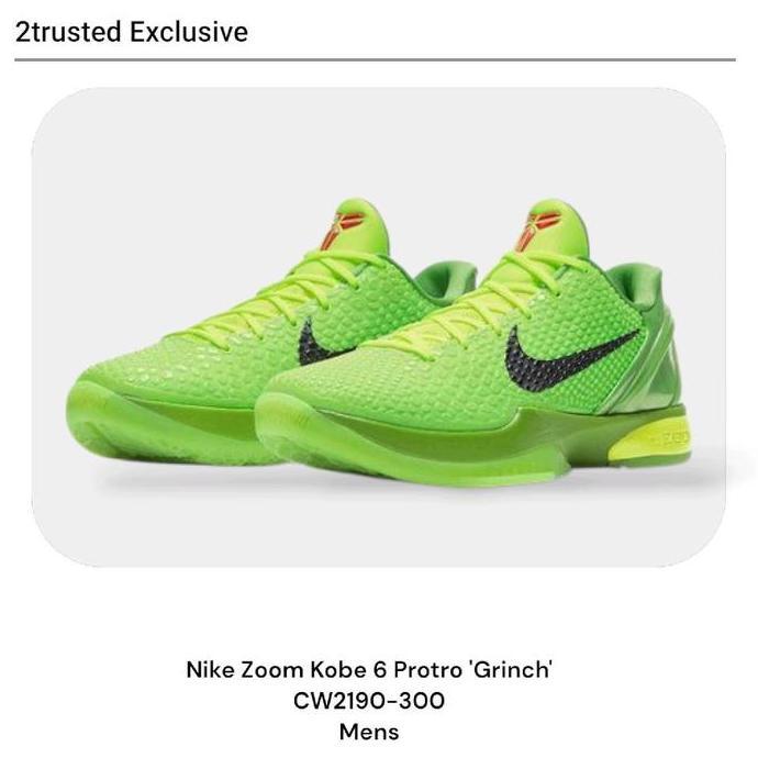 Ready Nike Zoom Kobe 6 Protro 'Grinch' CW2190-300 Mens Basket Trusted