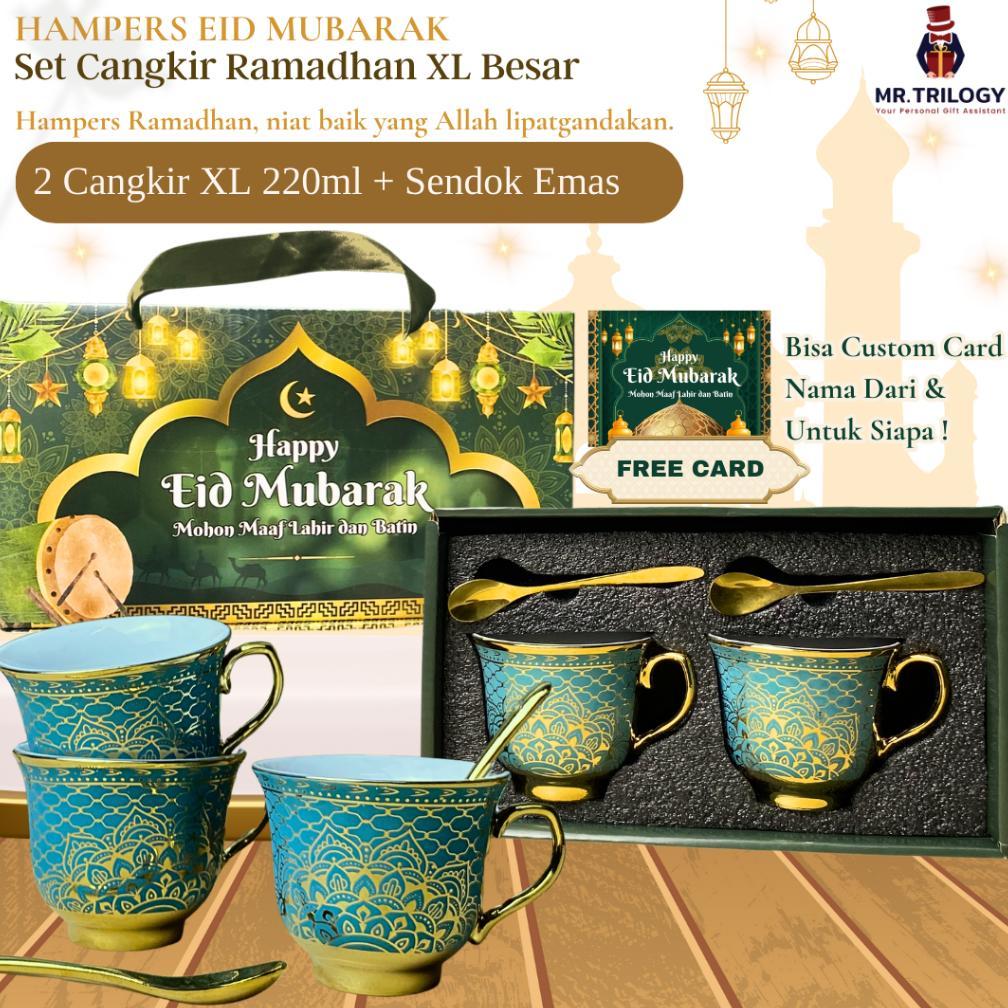BEST SELLER HAMPERS LEBARAN HARI RAYA IDUL FITRI EID MUBARAK HAMPERS GELAS XL CANGKIR KERAMIK SET / 
