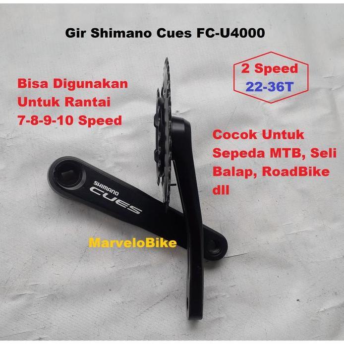 Crank Gir Sepeda Lipat MTB 2 Speed 22-36T Cues FC-U4000