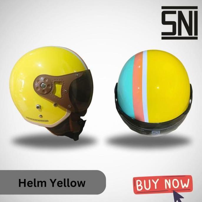 HDS HELMET Helm Bogo Dewasa Pilot Retro Premium Pria Wanita Hijab Motif Picon Biru SNI