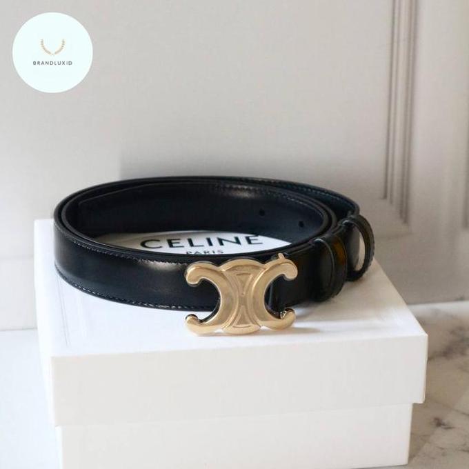 Celine medium triomphe belt 2.5cm / 25mm black ghw