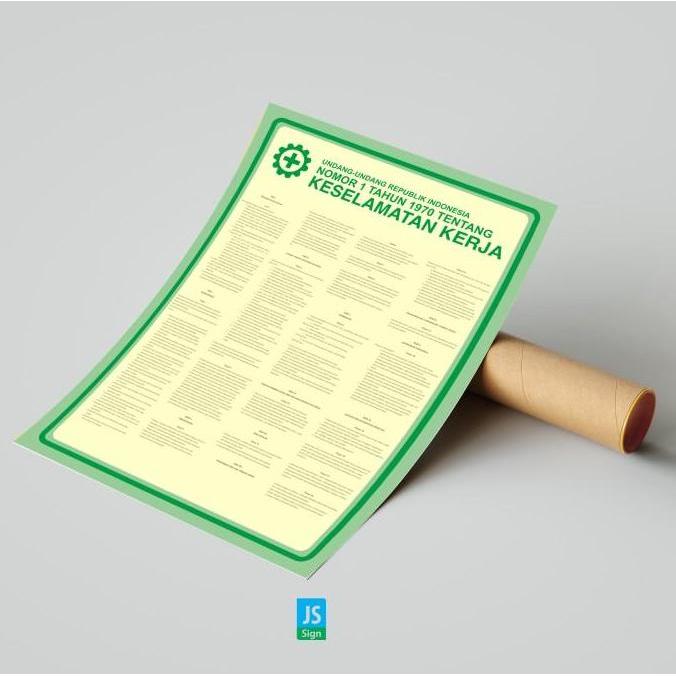 Poster Safety K3 Keselamatan Kerja UU no.1 tahun 1970 Ukuran A2