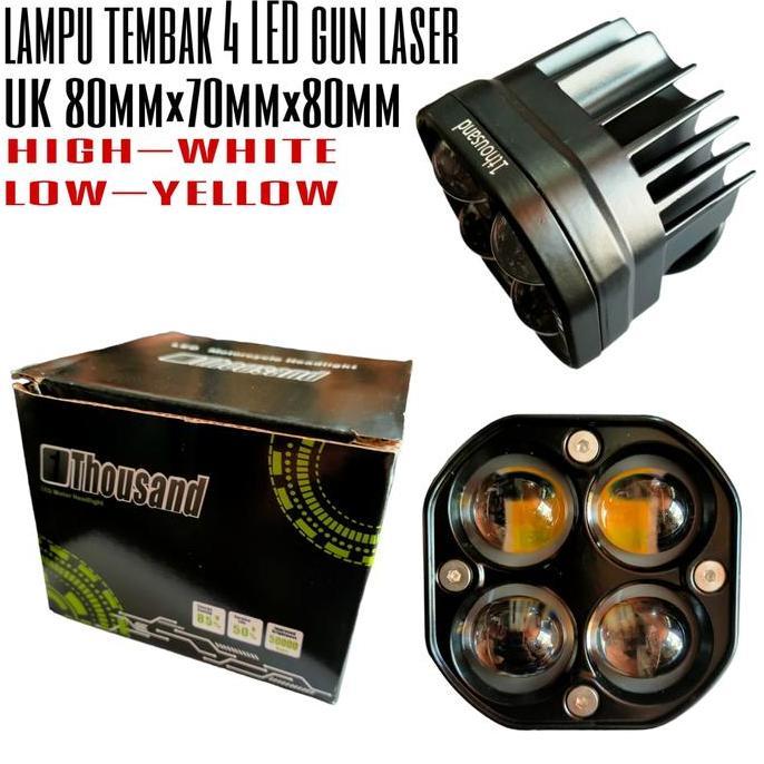 Ready Lampu Tembak Sorot Laser Gun LED 4Mata Motor Mobil 40Watt Laser Gun D2