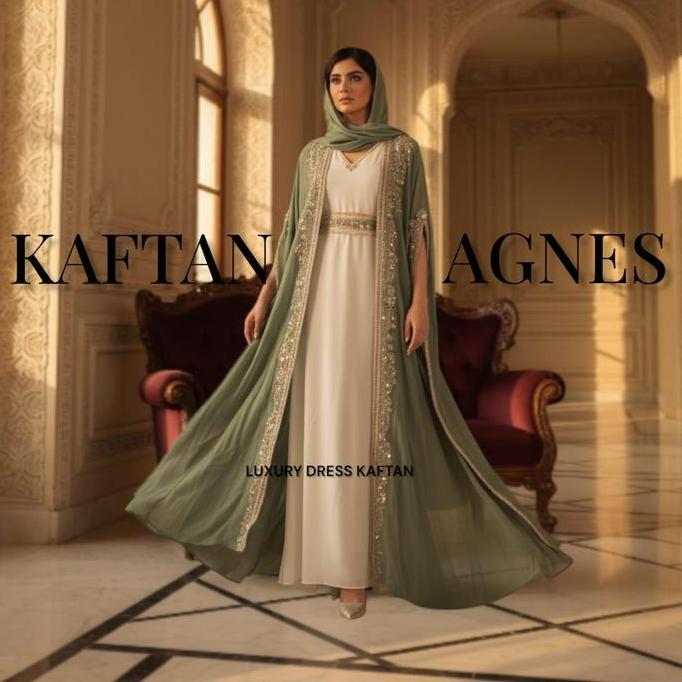 [Best Seller] Abaya Agnes by Ayjona Store Outer Bordir Eksklusif | Cerutty Babydoll + Inner Putih Mu