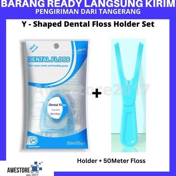 Y Shape Floss Holder Handle Reusable Floss Gigi Bentuk Y Untuk Gigi Belakang Oral Care Kit Dental mu