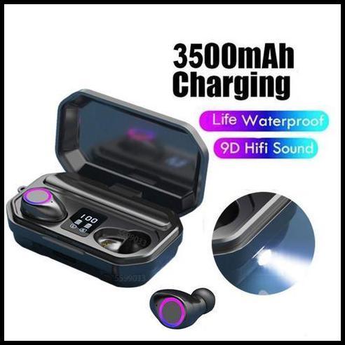 TERBARU QJ EARPHONE TWS BLUETOOTH 5.0 + CHARGING CASE - BLACK 