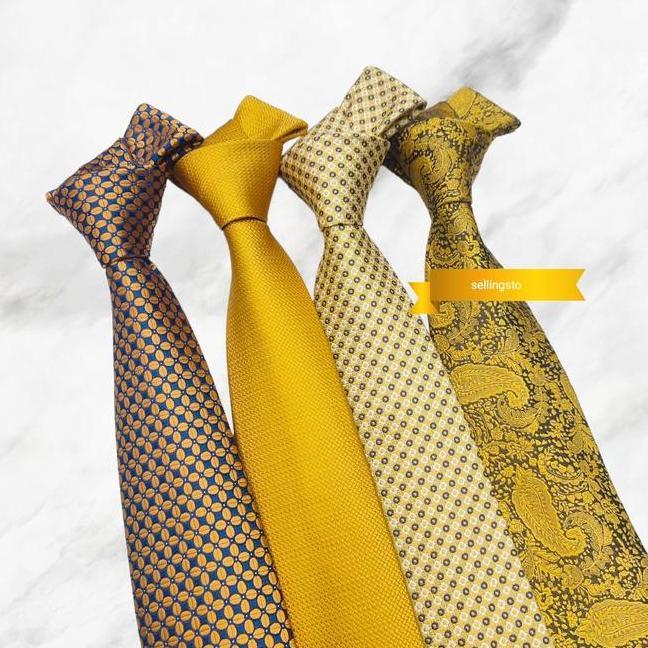 Dasi Pria Gold Mewah Dasi Kantor Pria Dasi Panjang Long Tie