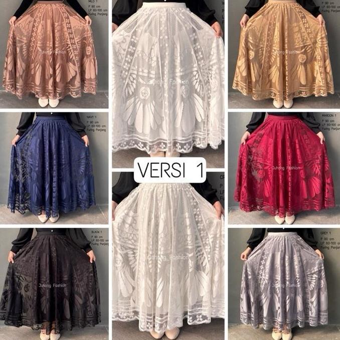 QUEEN - Rok Brukat Lace Panjang Premium Import MS