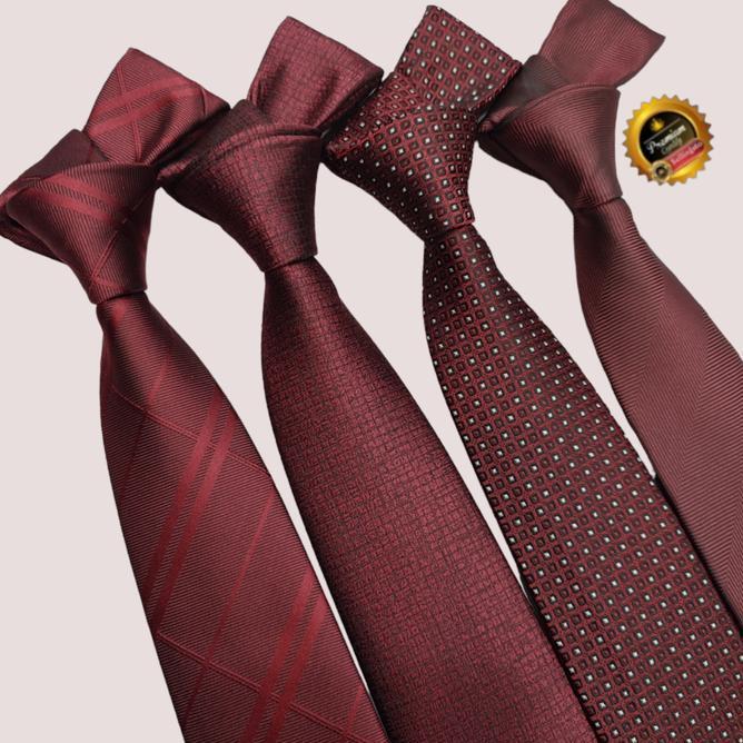 Dasi Maroon Polos Dasi Ikat Manual Dasi Kantor Pria Dasi Merah