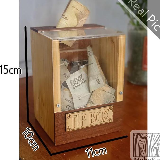 Kotak Tip box kayu celengan kotak saran amal akrilik display box trans