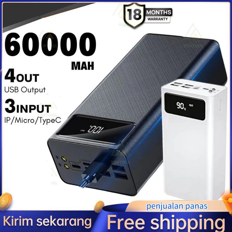 Terbaru 60000Mah Powerbank Fast Charging Full Capacity 4 Usb Charge Ports Pd Fast Charging Power Ban