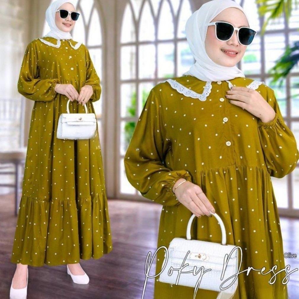 ZELVESSA DRESS GAMIS POKY FASHION WANITA MUSLIM BAHAN RAYON VIRAL