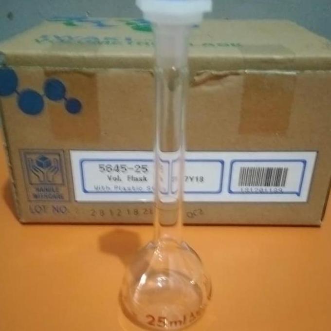 Volemetric Flask Plastik Stopper, 50Ml Iwaki. Labu Ukur 50Ml Pp Stoppe Original