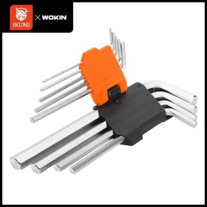 TERBARU WOKIN 9 PCS KUNCI L HEX KEY SET L EXTRA PANJANG 207309 
