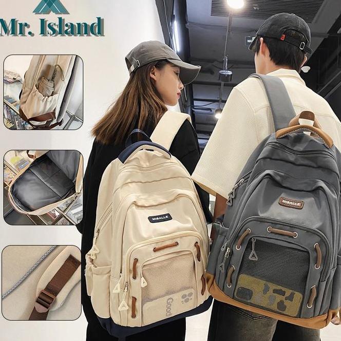 Mr. Island Kapasitas Besar Tas Ransel Pria Tahan Air Tas Sekolah Wanita Kapasitas Besar Tas Travel