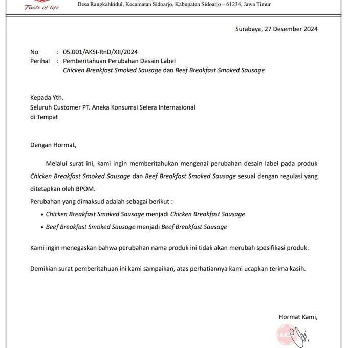 Kansas smoked beef breakfast sausage sosis sapi asap 1kg