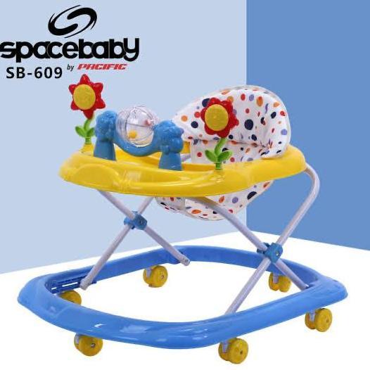 TERLARIS BABY WALKER SPACE BABY SB 609 SUNFLOWERS + ROLLER TOYS WARNA KUNING
