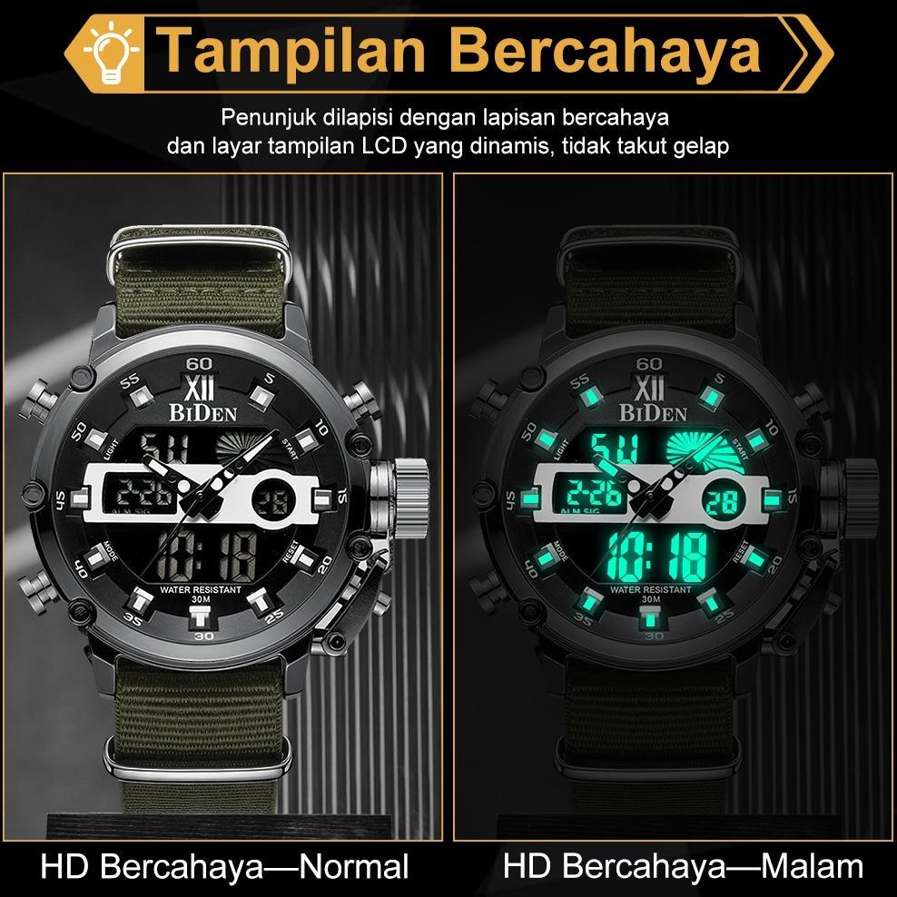 HEMAT BIDEN Jam Tangan Pria 0164 Anti Air Sport Militer Analog Digital Luminous Display