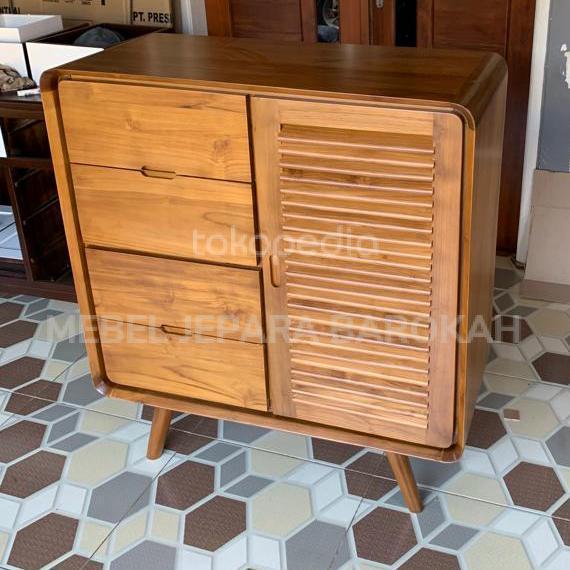 Meja Kabinet Retro Meja Hias Pajangan Minimalis Serbaguna Kayu Jati