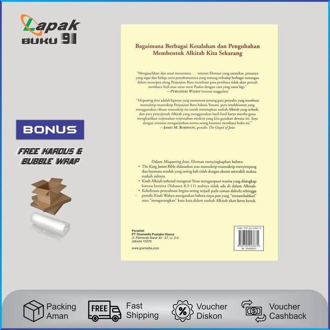 Ready Buku Misquoting Jesus Kesalahan Penyalinan Dalam Kitab Suci Perjanjian Baru