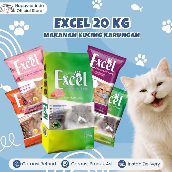 Makanan Kucing Kering EXCEL CAT FOOD 20 KG Karungan 1 SAK