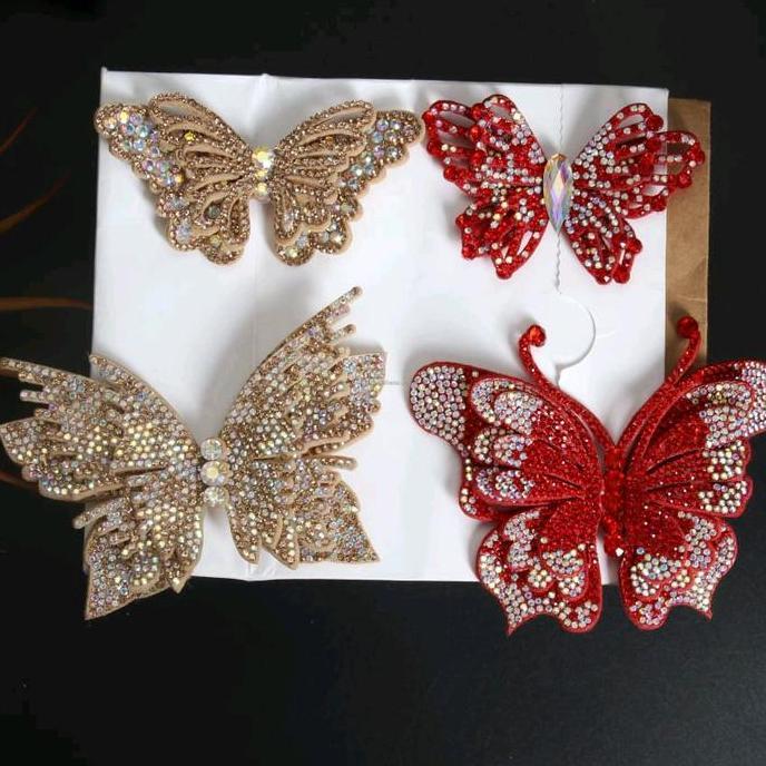 Patch Organza Bordir Bunga Aplikasi Butterfly Kupu 2 layer 3D , Renda Bordir Kupu 3D