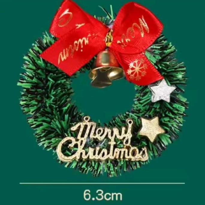 Miniatur Natal Mini gantung karangan bunga Natal rumah boneka pohon Natal karangan bunga dinding rum