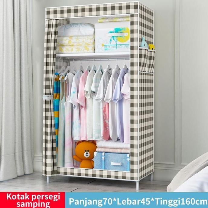 BAIAVY Lemari Pakaian Portable Single Lemari Kain Portable Resleting Lemari Pakaian Minimalis