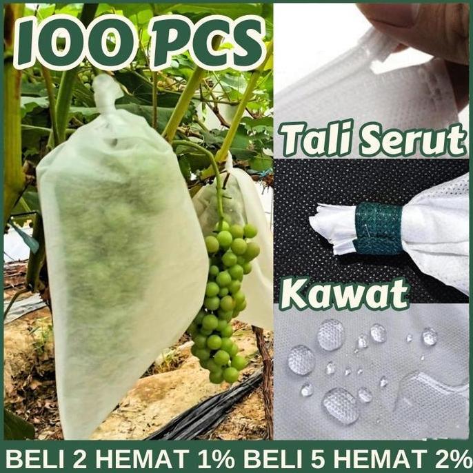 AWAYESH 100PCS/200PCS Alat Pembungkus Buah Di Pohon Fruit Cover Net Jaring Transparan Pembungkus Bua