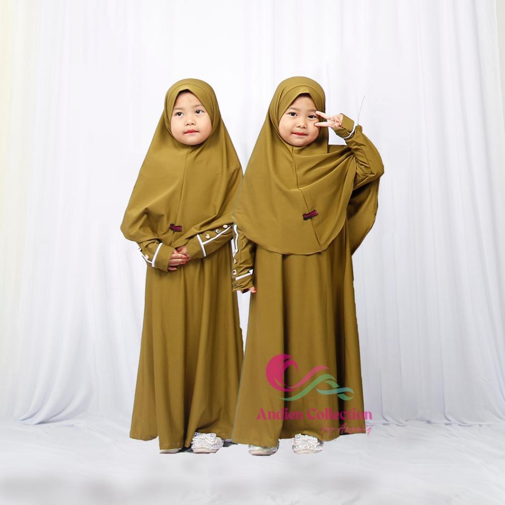 TERBARU Set Gamis Anak Marwah dengan Jilbab Ukuran M-L-XL - Baju gamis Muslim anak