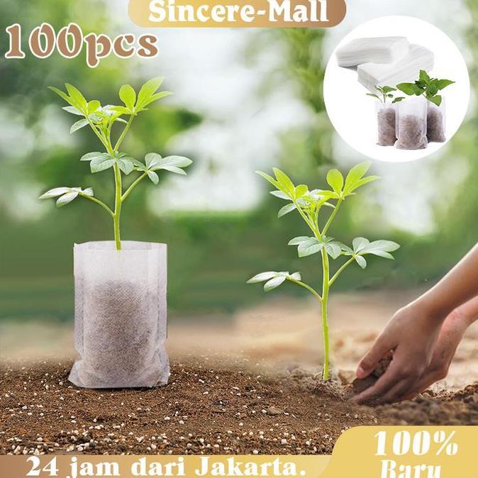 GAIZINPO Polybag Semai Benih 100pcs Polibek Semai Cabe Non Woven Pot Biodegradable Polybag Tanaman