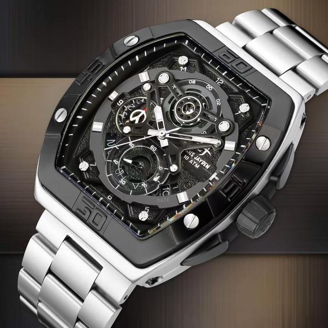 Evans Jayden Jam Tangan Pria 9549 Rantai Stainless Kaca Sapphire Steel Chronograph Water Resistant 1