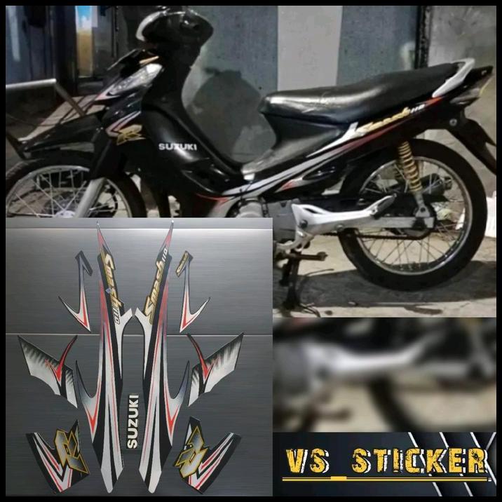 TERBARU STRIPING STICKER LIST STANDART MOTOR SMASH R 110 NEW 2008 MERAH HITAM BIRU PUTIH MOTORCYCLE