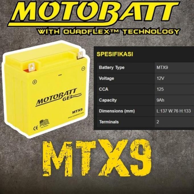 Promo Accu Aki Motobatt Gel MTX9 Motor Thunder 125 250 Original Diskon