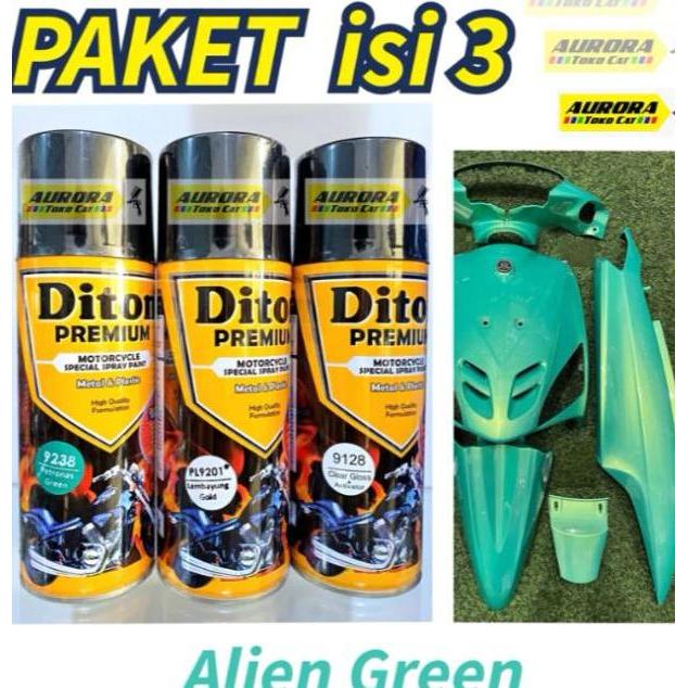 Promo Paket Diton Premium Alien Green isi 3 kaleng 400ml | Cat Hijau Tosca Efek Lembayung Emas | pil
