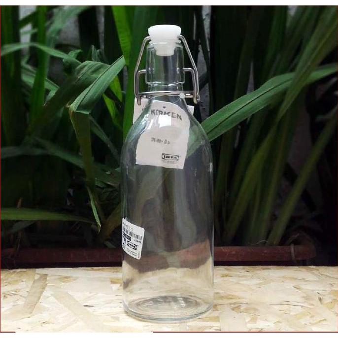 Botol kaca bening dengan penutup / BOTOL BELING 1 liter & 0,5 liter