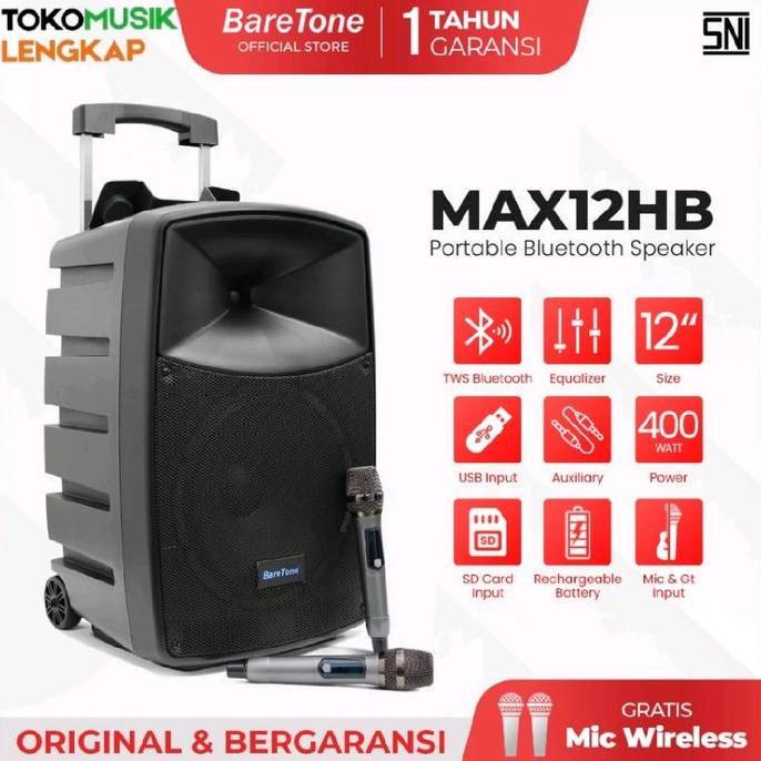 Baretone Speaker Portable MAX12HB Speaker Bluetooh 12inch Speaker Portable Baretone MAX 12HB